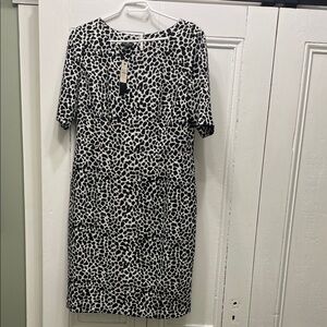 Talbots Black and White Leopard Print Dress Women’s 12 Large